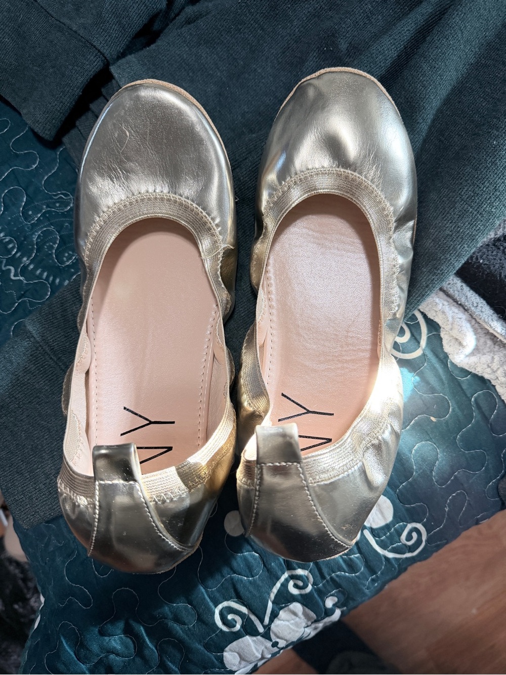 Yosi Samra Metallic Gold Ballet Flats